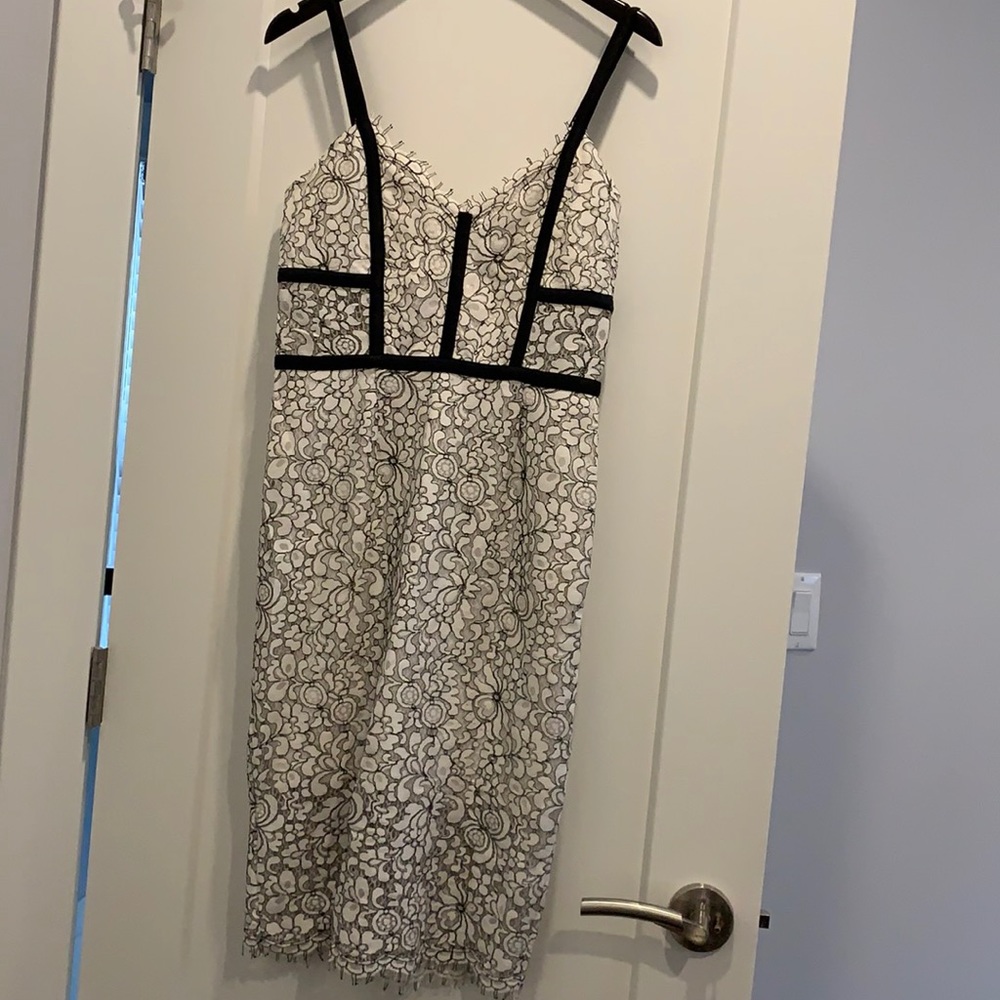 Express white lace dress with black piping  Size 8